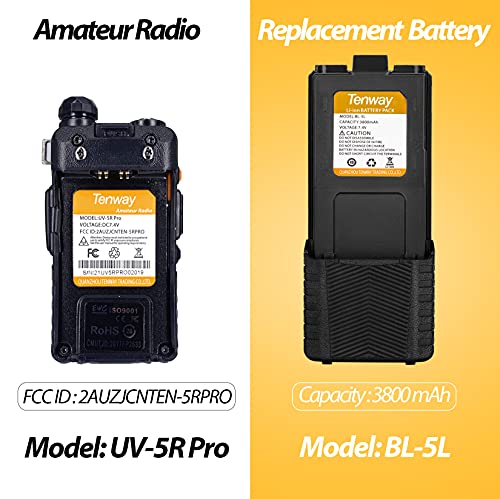 Ham Radio Walkie Talkie UV-5R Pro 8W Dual Band Two Way Radio with 3800mAh Battery and Handheld Speaker Mic and Antenna 2Pack and One USB Programming Cable