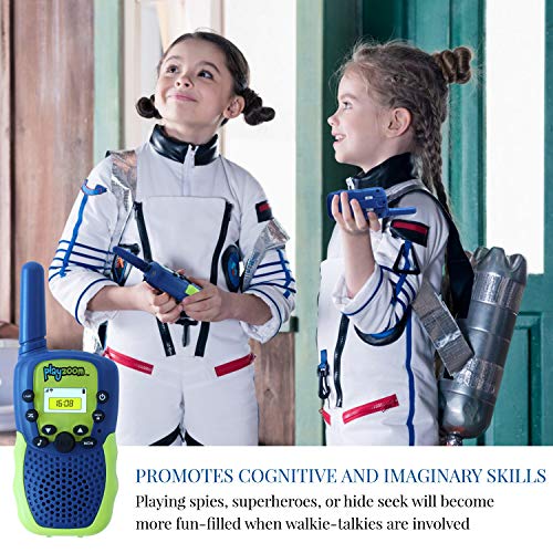 PlayZoom 2 Pack Walkie Talkies: 3 Mile Range, Built-in Flashlight, Headphone Jack, and Belt Clip. Birthday Gift for Boys and Girls (Green)