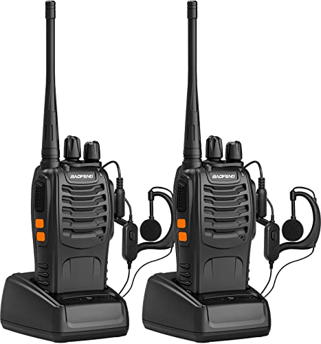 BaoFeng Walkie Talkies BF-888S Two Way Radio Long Range Rechargeable,Portable 2 Way Radio,Handsfree Walkie Talkie for Adultswith Flashlight Li-ion Battery and Charger（2 Pack）