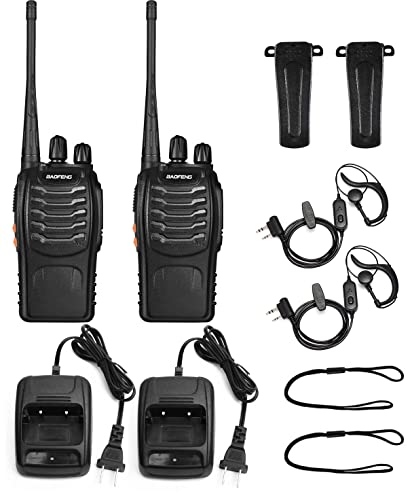 BaoFeng Walkie Talkies BF-888S Two Way Radio Long Range Rechargeable,Portable 2 Way Radio,Handsfree Walkie Talkie for Adultswith Flashlight Li-ion Battery and Charger（2 Pack）