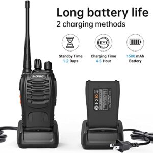 BaoFeng Walkie Talkies BF-888S Two Way Radio Long Range Rechargeable,Portable 2 Way Radio,Handsfree Walkie Talkie for Adultswith Flashlight Li-ion Battery and Charger（2 Pack）