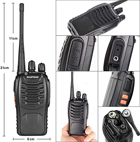 BaoFeng Walkie Talkies BF-888S Two Way Radio Long Range Rechargeable,Portable 2 Way Radio,Handsfree Walkie Talkie for Adultswith Flashlight Li-ion Battery and Charger（2 Pack）