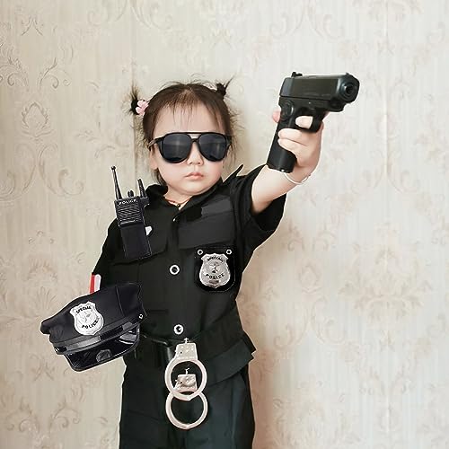 Falinpitos 7PCS Police Pretend Play Toy Set Walkie Talkies Badge Costume Accessories for Kids Birthday Party Present
