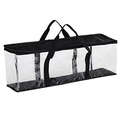 Fasmov Set of 4 DVD Storage Bags Hold up to 160 DVDs (40 Each Bag), Water Resistant DVD Holder Case with Handles, Transparent PVC Media Storage for DVDs, CDs, Video Games, Books