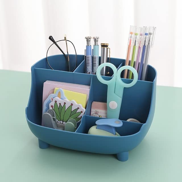 Stylish Pig Pen Holder, Office Desk Organizer,Desktop Stationary Organizerfor Boys,Kids,Pencil Containers with Mobile Phone Holders,Dark Blue