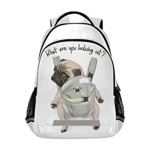 alaza pug dog print puppy funny backpack purse for women men personalized laptop notebook tablet school bag stylish casual daypack, 13 14 15.6 inch