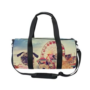 alaza retro vintage pug dog sports gym duffel bag travel luggage handbag for men women