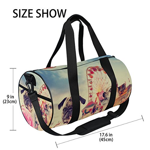 ALAZA Retro Vintage Pug Dog Sports Gym Duffel Bag Travel Luggage Handbag for Men Women