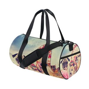 ALAZA Retro Vintage Pug Dog Sports Gym Duffel Bag Travel Luggage Handbag for Men Women