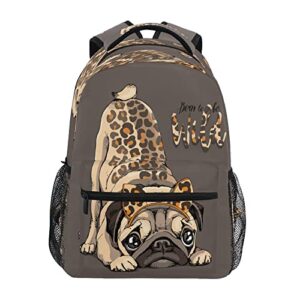alaza pug dog leopard skin spots travel laptop backpack business daypack fit 15.6 inch laptops for women men