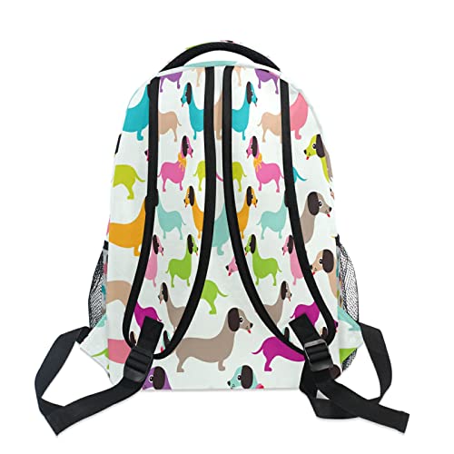 ALAZA Colorful Dachshund Puppy Pug Dog Travel Laptop Backpack Business Daypack Fit 15.6 Inch Laptops for Women Men