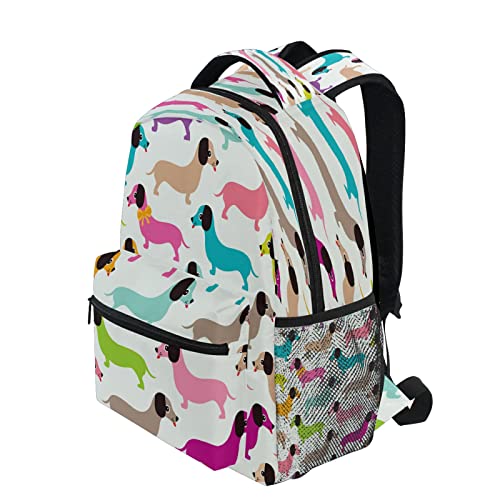 ALAZA Colorful Dachshund Puppy Pug Dog Travel Laptop Backpack Business Daypack Fit 15.6 Inch Laptops for Women Men
