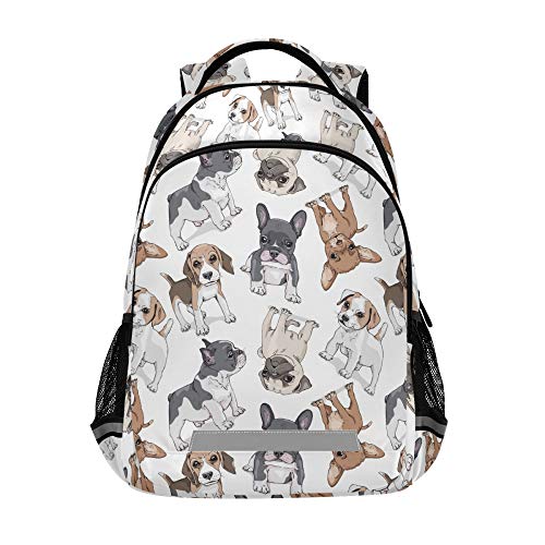 ALAZA Cute Doodle Dog Print Pug Puppy French Bulldog Beagle Backpack Purse for Women Men Personalized Laptop Notebook Tablet School Bag Stylish Casual Daypack, 13 14 15.6 inch