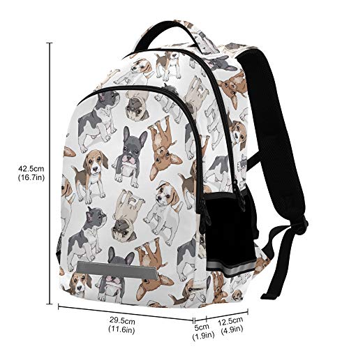 ALAZA Cute Doodle Dog Print Pug Puppy French Bulldog Beagle Backpack Purse for Women Men Personalized Laptop Notebook Tablet School Bag Stylish Casual Daypack, 13 14 15.6 inch