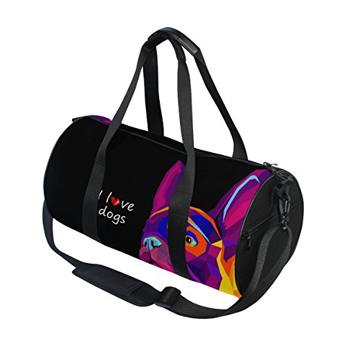 ALAZA Cute Colorful Bulldog French Pug Sports Gym Duffel Bag Travel Luggage Handbag for Men Women