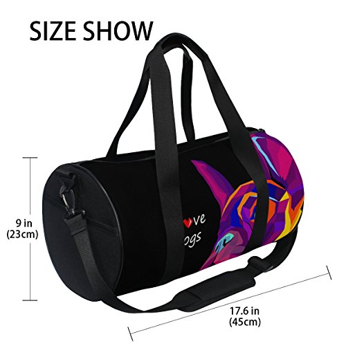 ALAZA Cute Colorful Bulldog French Pug Sports Gym Duffel Bag Travel Luggage Handbag for Men Women