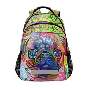 alaza pug dog puppy print modern art backpack purse for women men personalized laptop notebook tablet school bag stylish casual daypack, 13 14 15.6 inch