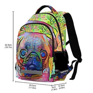 ALAZA Pug Dog Puppy Print Modern Art Backpack Purse for Women Men Personalized Laptop Notebook Tablet School Bag Stylish Casual Daypack, 13 14 15.6 inch