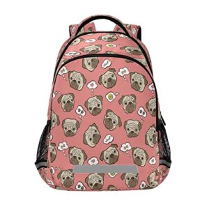 ALAZA Animal Pug Dog Puppy Backpack for Students Boys Girls School Bag Travel Daypack