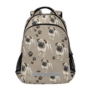 alaza pug dog paw print funny puppy backpack purse for women men personalized laptop notebook tablet school bag stylish casual daypack, 13 14 15.6 inch