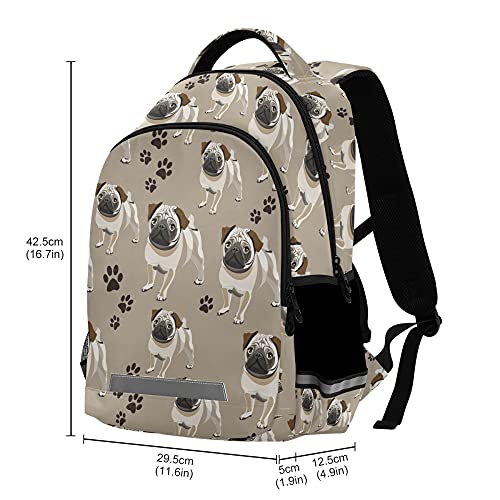 ALAZA Pug Dog Paw Print Funny Puppy Backpack Purse for Women Men Personalized Laptop Notebook Tablet School Bag Stylish Casual Daypack, 13 14 15.6 inch