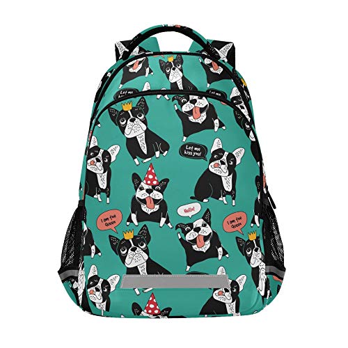 ALAZA Cute Pug Dog Print Mint Green Backpack Purse for Women Men Personalized Laptop Notebook Tablet School Bag Stylish Casual Daypack, 13 14 15.6 inch