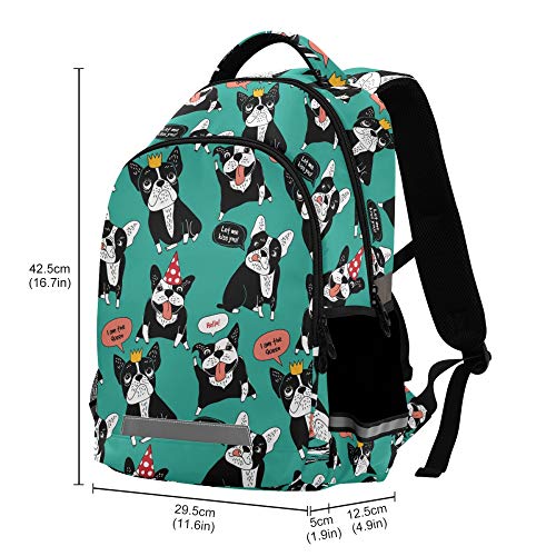 ALAZA Cute Pug Dog Print Mint Green Backpack Purse for Women Men Personalized Laptop Notebook Tablet School Bag Stylish Casual Daypack, 13 14 15.6 inch