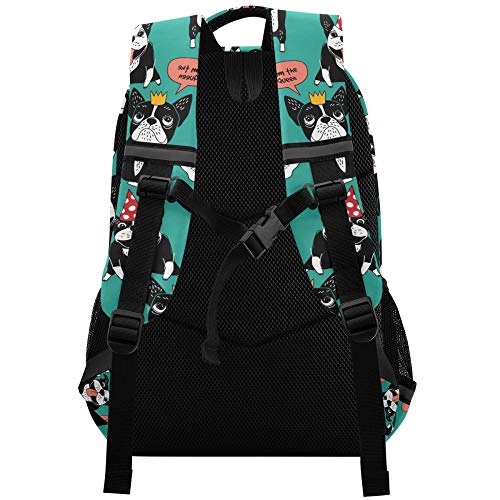 ALAZA Cute Pug Dog Print Mint Green Backpack Purse for Women Men Personalized Laptop Notebook Tablet School Bag Stylish Casual Daypack, 13 14 15.6 inch