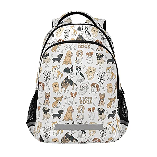 ALAZA Dog Pritn Puppy Doodle Pug Corgi Retriever Husky Dachshund Backpack Purse for Women Men Personalized Laptop Notebook Tablet School Bag Stylish Casual Daypack,