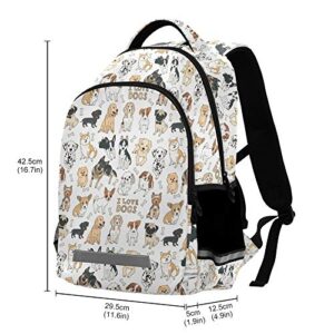 ALAZA Dog Pritn Puppy Doodle Pug Corgi Retriever Husky Dachshund Backpack Purse for Women Men Personalized Laptop Notebook Tablet School Bag Stylish Casual Daypack,