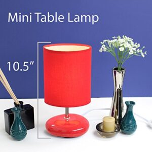 Simple Designs LT2005-RED-2PK Stonies Small Stone Look Lamp 2 Pack Set, Red