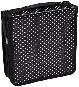 docrafts papermania stamp and die storage, black with white polka dots
