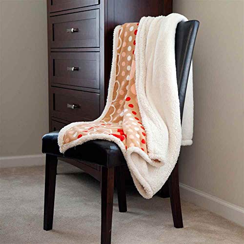 Lavish Home Fleece Sherpa Throw Blanket-Hearts-Red, 50" x 60"