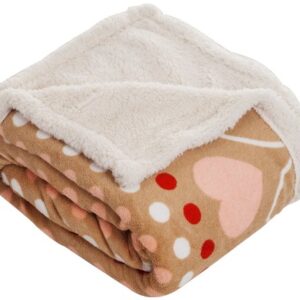 Lavish Home Fleece Sherpa Throw Blanket-Hearts-Red, 50" x 60"