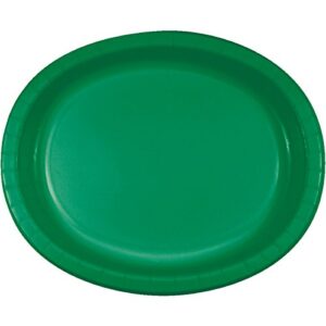 creative converting 8 count oval paper platters, emerald green