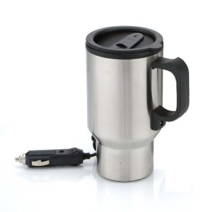 royalcraft 12 volt stainless steel thermal travel mug with car charging for coffee, tea or drinks