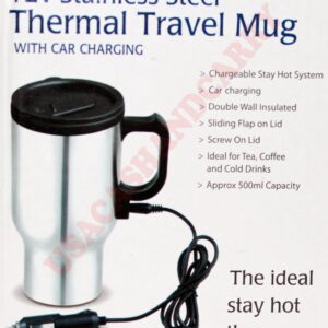 RoyalCraft 12 Volt Stainless Steel Thermal Travel Mug With Car Charging for Coffee, Tea or Drinks