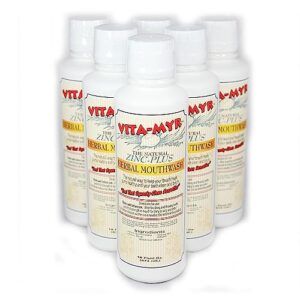 6 pack vita-myr natural & effective herbal mouthwash 16 oz