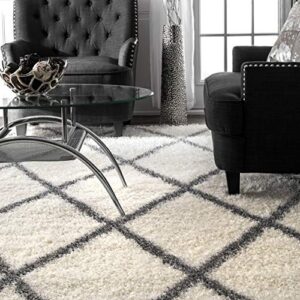 nuLOOM Machine Made Diamond Shag Area Rug, 4x6, Gray