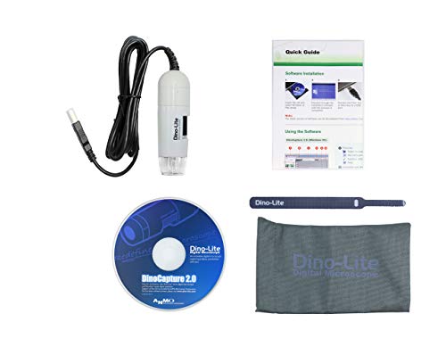 Dino-Lite USB Digital Microscope AM2111-0.3MP, 10x - 50x, 230x Optical Magnification, 4 LEDs