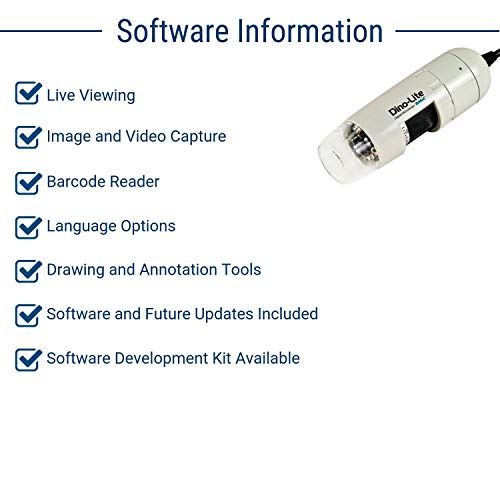 Dino-Lite USB Digital Microscope AM2111-0.3MP, 10x - 50x, 230x Optical Magnification, 4 LEDs