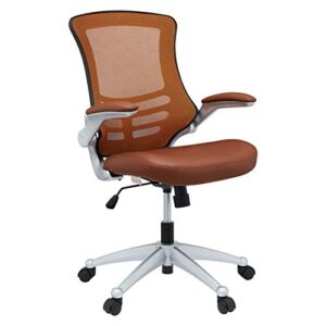 modway attainment mesh vinyl modern office chair in tan