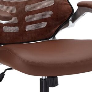 Modway Attainment Mesh Vinyl Modern Office Chair in Tan