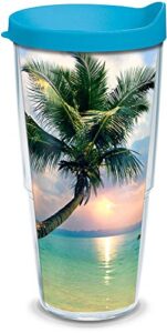 tervis sunset in paradise made in usa double walled insulated tumbler travel cup keeps drinks cold & hot, 24oz, clear