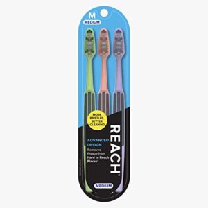 reach advanced design toothbrushes, medium, 2-count