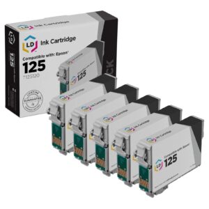 ld remanufactured ink cartridge replacements for epson 125 t125120 (black, 5-pack)
