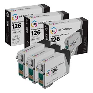 ld products brand ink cartridge replacement for epson 126 t126120 (black, 3-pack)