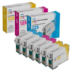 ld products remanufactured ink cartridge replacement for epson 125 (2 cyan, 2 magenta, 2 yellow, 6-pack) compatible with stylus nx420, nx230, nx130, nx625, nx125, nx127, nx530, workforce 520, 320