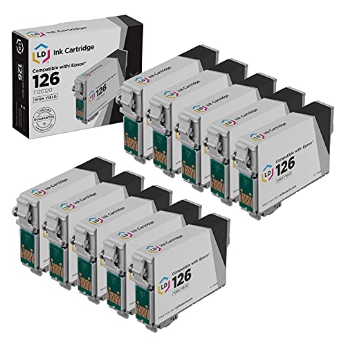 LD Remanufactured Replacement for Epson 126 Ink Cartridge T126120 (Black, 10-Pack)