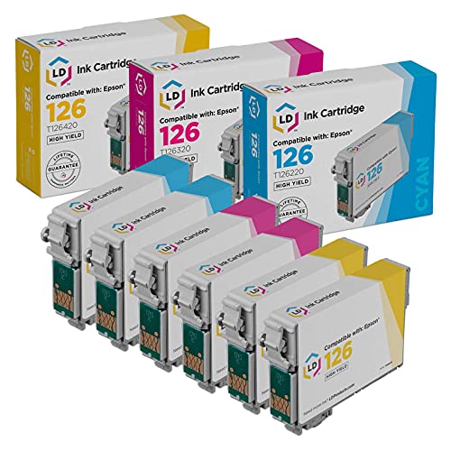 LD Remanufactured Replacements for Epson 126 Ink Cartridge (2 Cyan, 2 Magenta, 2 Yellow, 6-Pack)